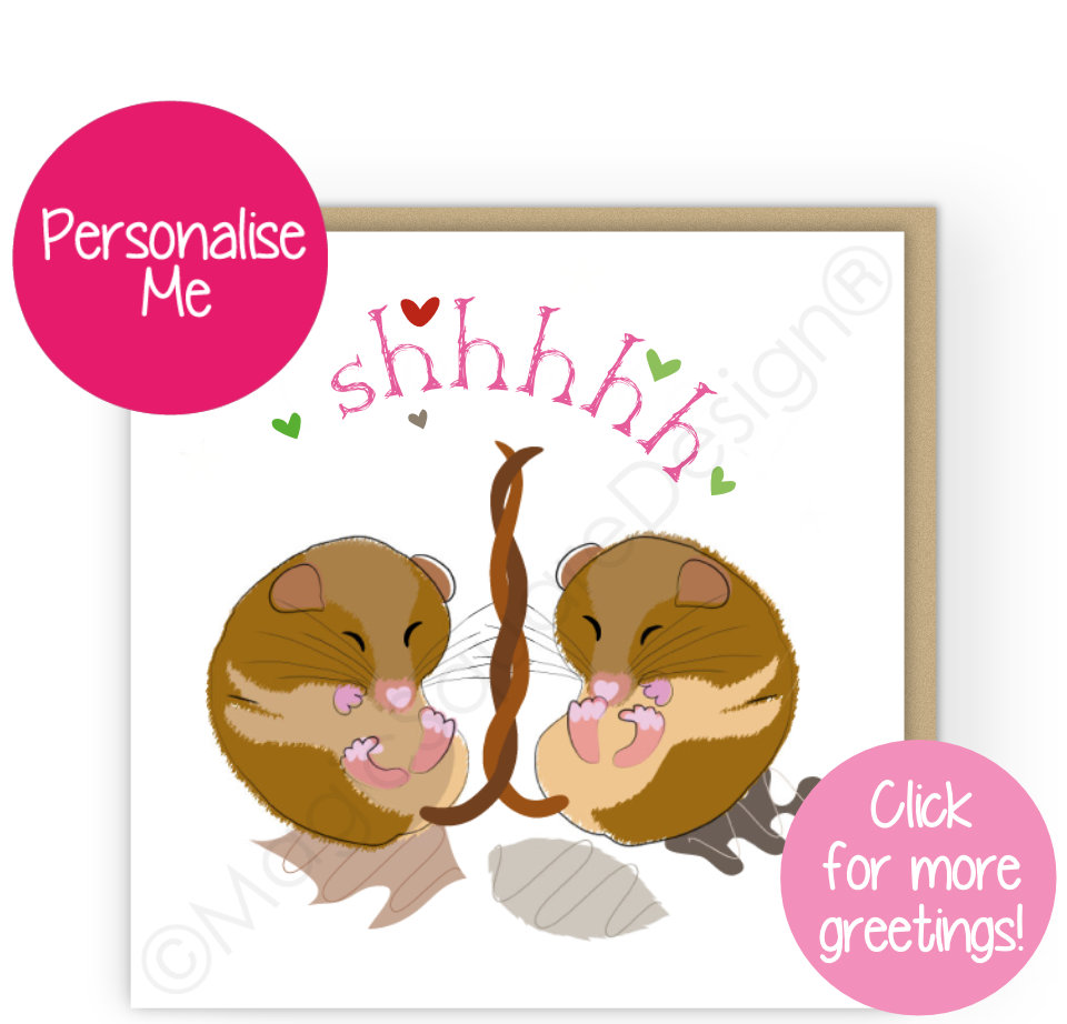 Dormouse Shhhhh Hearts Greetings Cards