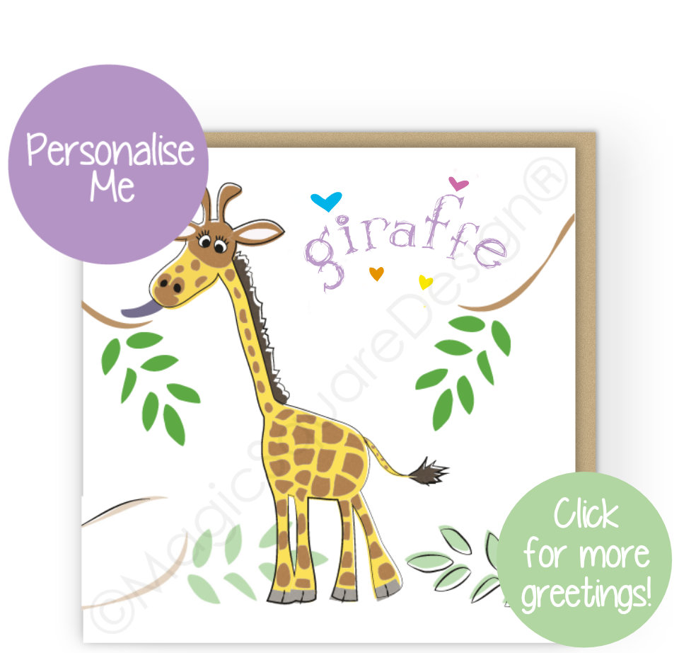 Giraffe Hearts Greetings Cards