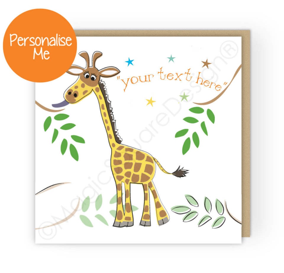 Personalised Giraffe Stars Greetings Card