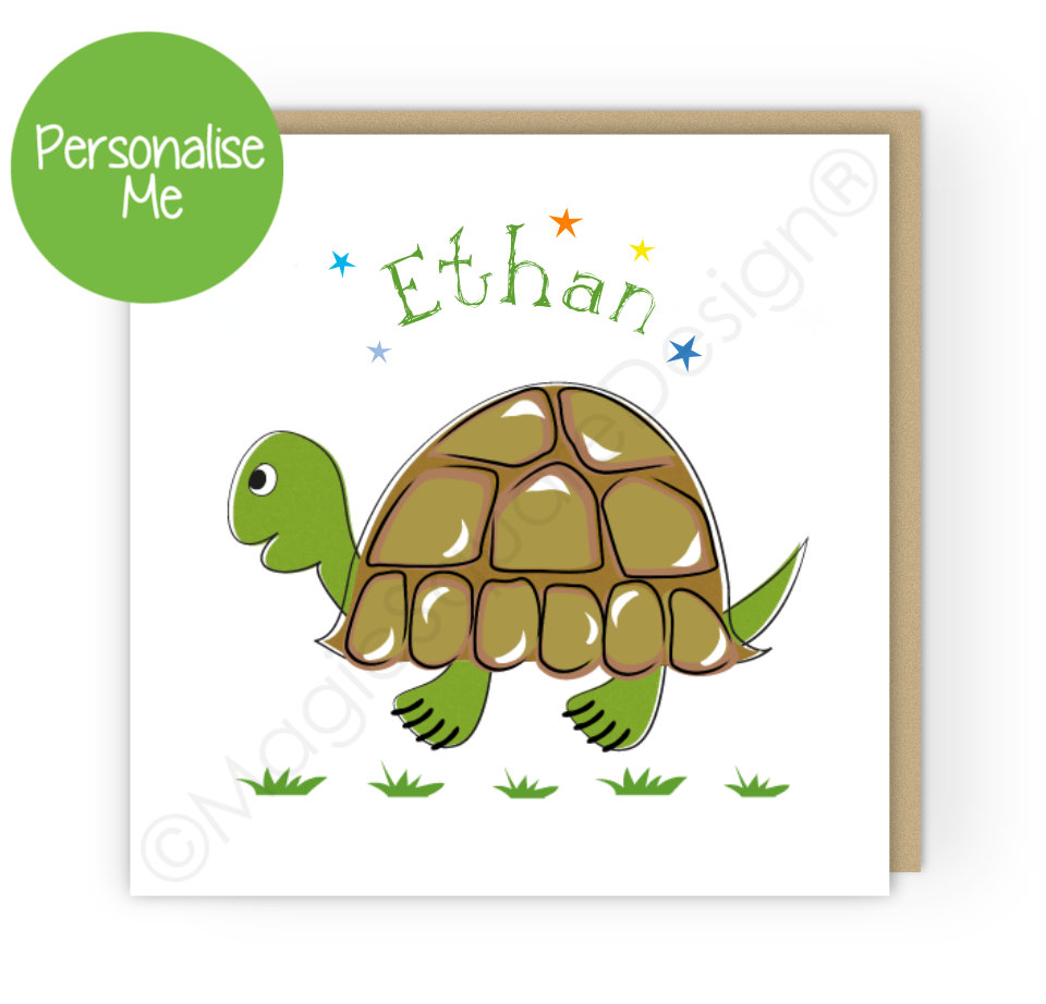 Personalised Tortoise Stars Greetings Card